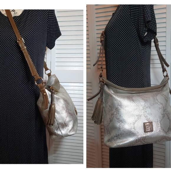 Dooney & Bourke Leather Python Print Hobo - Picture 5 of 14